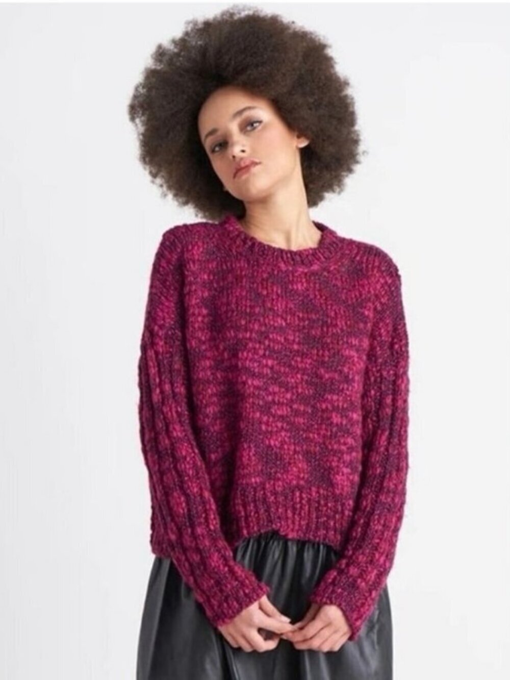 Dex Natasha Chunky Knit Sweater 3X Fuchsia Pink Purple Oversized